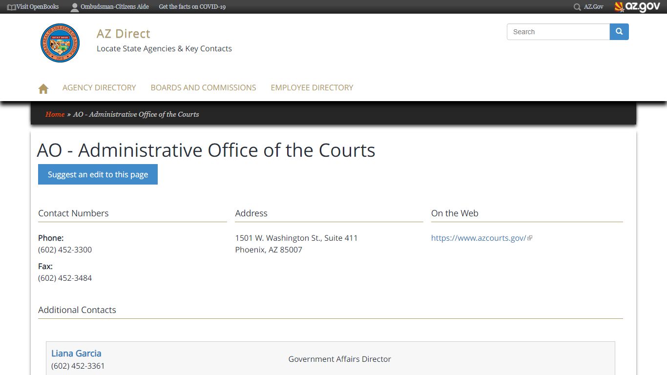 AO - Administrative Office of the Courts | AZ Direct - Arizona